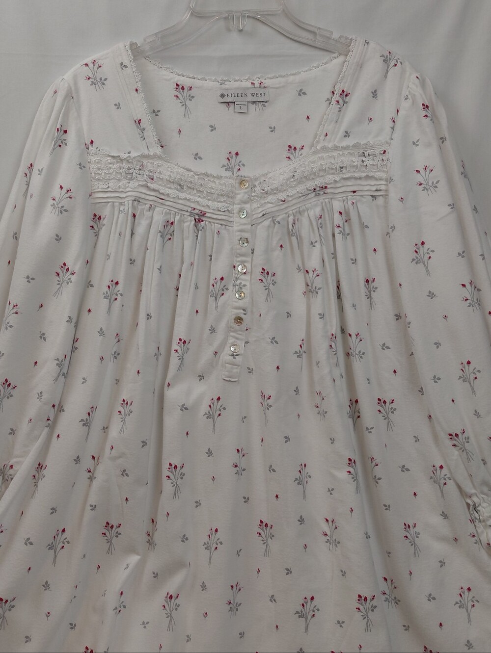 Eileen West Floral Flannel Nightgown Size Large